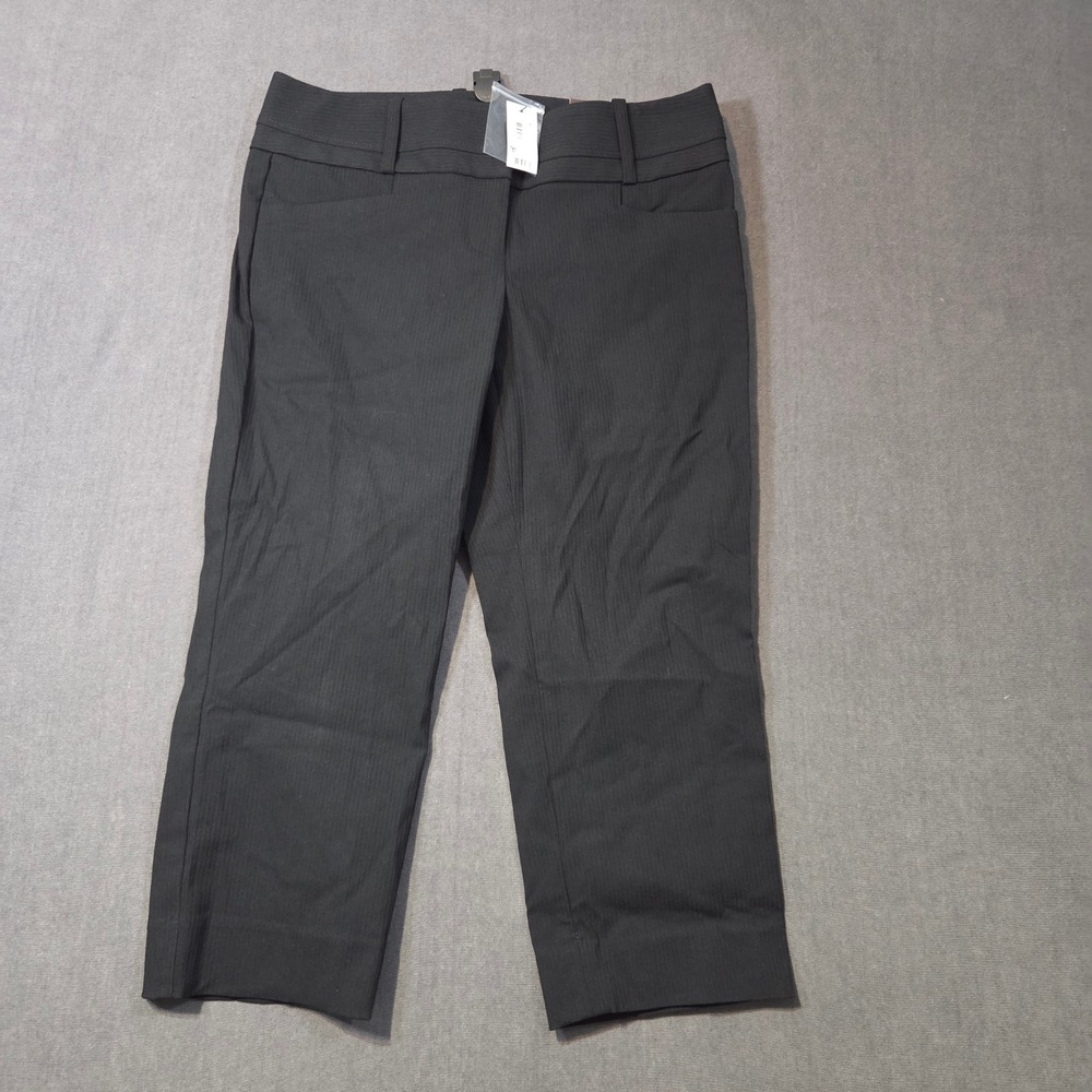 The Limited Cropped Dress Pants Womens 6 Black Exact Stretch Pinstripe